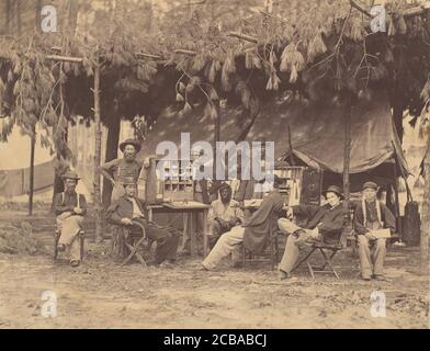 Chef d'état-major et commis du département de l'Ambulance, 9e corps d'armée, devant Petersbourg, Virginie, août 1864. Banque D'Images