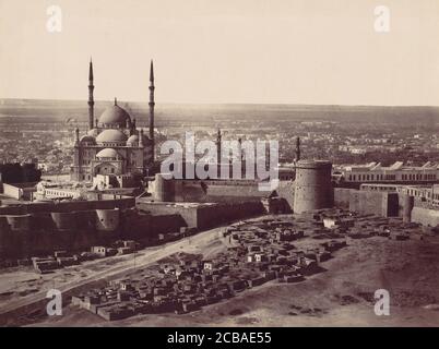 La Citadelle et la mosquée de Mohammed Ali, le Caire, années 1870. Banque D'Images