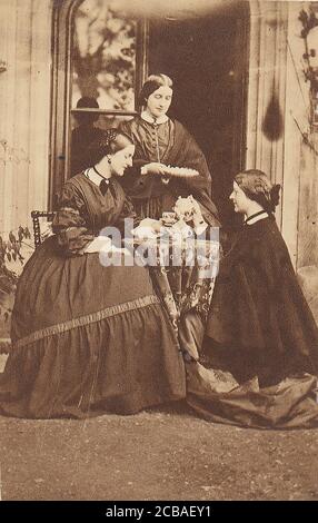 Trois femmes au thé, années 1860. Banque D'Images