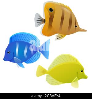 Ensemble de poissons tropicaux. Elément vectoriel pour votre conception. Illustration de Vecteur