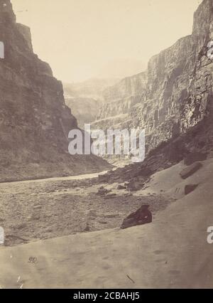 Grand CA&#xf1;sur le fleuve Colorado, embouchure de Kanab Wash, regard vers l'ouest, 1872. Banque D'Images