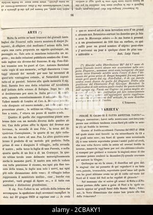 N° Supplemento al 6 anno 2o del Ricoglitore di Cognizioni uel (15 juillet 1839), p. 25 du 1839. [Article en italien discutant du dessin photogénique et de la photographie botanique, mentionnant Antonio Bertoloni et William Henry Fox Talbot]. Banque D'Images