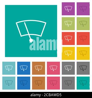 Icônes plates multicolores des essuie-glaces de pare-brise sur fond carré Uni. Inclut des variantes d'icône blanche et foncée pour les effets de survol ou actifs. Illustration de Vecteur