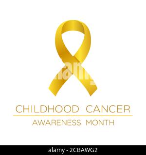 Affiche du mois de sensibilisation au cancer chez l'enfant. Ruban de carcinome d'enfant d'or. Oncologie des enfants. Prévention des maladies, diagnostic, traitement, guérison. Vecteur Illustration de Vecteur