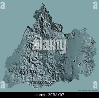 Forme de Cotopaxi, province de l'Équateur, avec sa capitale isolée sur un fond de couleur unie. Carte d'altitude en couleur. Rendu 3D Banque D'Images