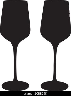 Illustration vectorielle de la silhouette de l'ensemble de verres à vin Illustration de Vecteur