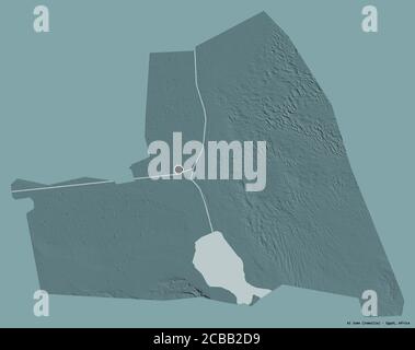 Forme d'Al Isma, gouvernorat de l'Égypte, avec sa capitale isolée sur un fond de couleur unie. Carte d'altitude en couleur. Rendu 3D Banque D'Images