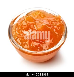 bol de confiture d'abricot isolé sur fond blanc Banque D'Images