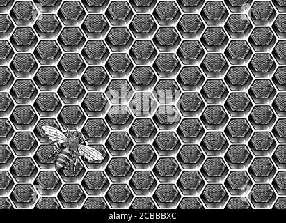 Motif nid d'abeille dessin d'arrière-plan miel Illustration de Vecteur