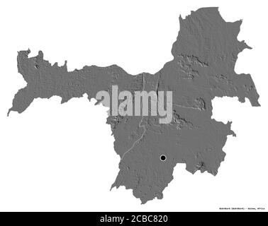 Forme de Nzérékoré, région de Guinée, avec sa capitale isolée sur fond blanc. Carte d'élévation à deux niveaux. Rendu 3D Banque D'Images