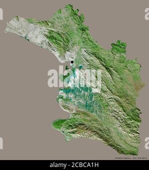 Forme de l'Artibonite, département d'Haïti, avec sa capitale isolée sur un fond de couleur unie. Imagerie satellite. Rendu 3D Banque D'Images