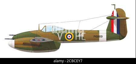 Westland Whirlwind Mk I (P6869, HE○V) de l'escadron no 263 RAF, début 1941 Banque D'Images
