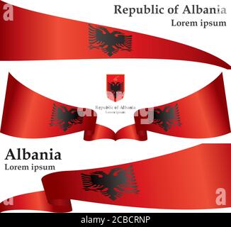 Drapeau de l'Albanie, République d'Albanie. Modèle pour la conception des prix, un document officiel avec le drapeau de l'Albanie. Illustration vectorielle colorée et lumineuse. Illustration de Vecteur