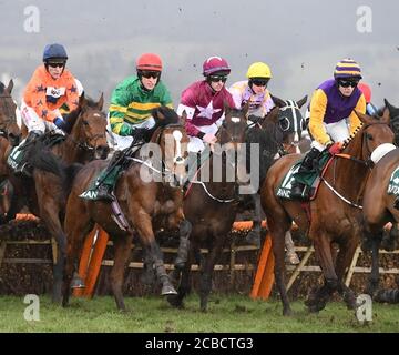 Course National Hunt Horse et Jockey's dans une course de haies Paris Banque D'Images