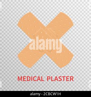 Plâtre médical isolé sur fond transparent. Plâtre adhésif réaliste. Concept de premiers soins. Soins de santé. Ruban médical, plâtre, bandage, protec Illustration de Vecteur