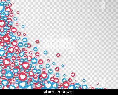 Symbole de réseau social. Icônes similaires et miniatures isolées sur fond transparent. Icônes de notification de compteur. Éléments de médias sociaux. Réactions émoji Illustration de Vecteur