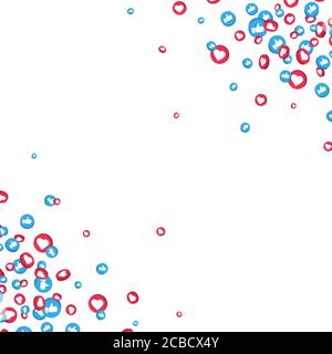Icônes similaires et pouces vers le haut sur fond blanc. Les médias sociaux sont en train de tomber. Diffusion en direct, chat vidéo. symbole de réseau social 3d. Contre-notification Illustration de Vecteur