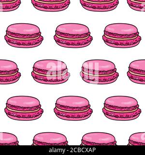 Motif sans coutures Macaron. Fond macaron français amande de style esquisse. Illustration vectorielle. Illustration de Vecteur