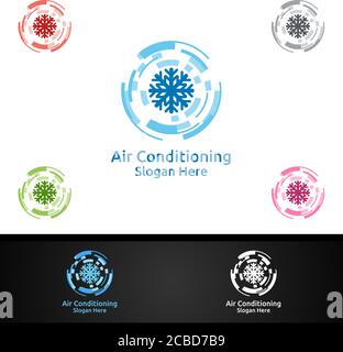 Logo des services de climatisation et de chauffage de la neige Illustration de Vecteur