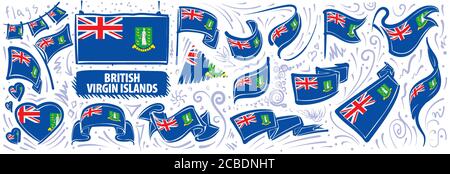 Ensemble vectoriel du drapeau national des îles Vierges britanniques Illustration de Vecteur