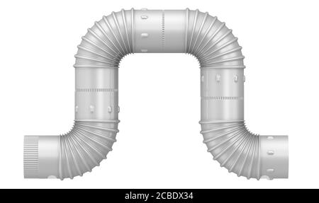 Raccord de tuyau coudé. Raccord de tuyau coudé en acier isolé sur fond blanc. Illustration 3D Banque D'Images