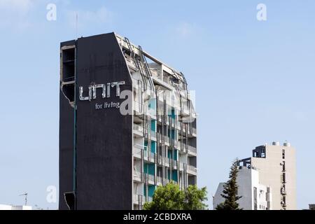 Des bâtiments endommagés après une explosion massive ont secoué Beyrouth le 4 août 2020, à Achrafieh/Beyrouth, au Liban Banque D'Images