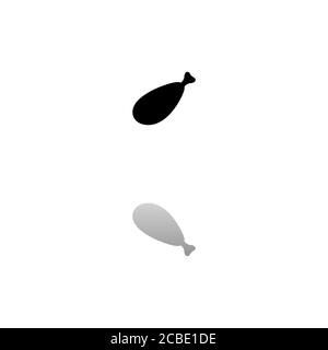 Pied à viande. Symbole noir sur fond blanc. Illustration simple. Icône vecteur plat. Ombre de réflexion miroir. Peut être utilisé dans le logo, le Web, le mobile et l'interface utilisateur U. Illustration de Vecteur