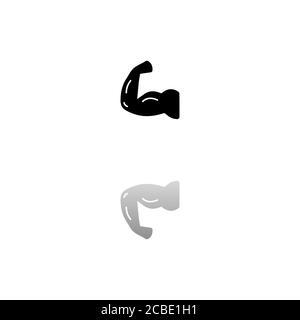 Bras flexible robuste. Symbole noir sur fond blanc. Illustration simple. Icône vecteur plat. Ombre de réflexion miroir. Peut être utilisé dans le logo, le Web, le mobile A. Illustration de Vecteur