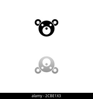Ours en peluche. Symbole noir sur fond blanc. Illustration simple. Icône vecteur plat. Ombre de réflexion miroir. Peut être utilisé dans le logo, le Web, le mobile et l'interface utilisateur Illustration de Vecteur
