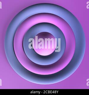 Arrière-plan 3d abstrait. Rendu 3D. Scène avec des formes géométriques simples dans un style minimaliste en bleu et violet. Composition statique. Banque D'Images
