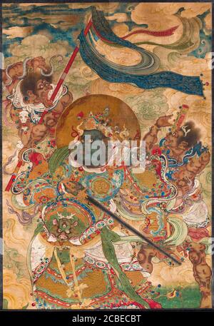 Heavenly King Virudhaka, gardien du Sud, dynastie Ming, rouleau suspendu chinois 1368-1644 Banque D'Images