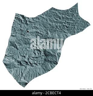 Forme d'Ajlun, province de Jordanie, avec sa capitale isolée sur fond blanc. Carte d'altitude en couleur. Rendu 3D Banque D'Images