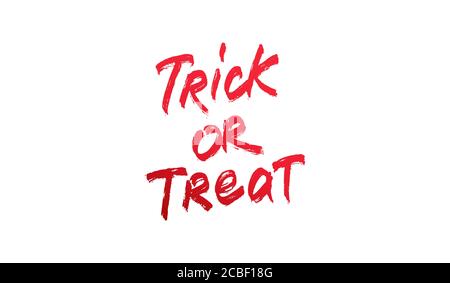 Lettrage Trick ou Treat. Pinceau de calligraphie sanglant à la main pour Halloween Illustration de Vecteur