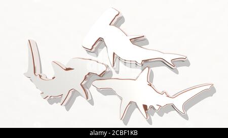 ICÔNE DE dessin SHARK 3D - illustration 3D pour animal et poisson Banque D'Images