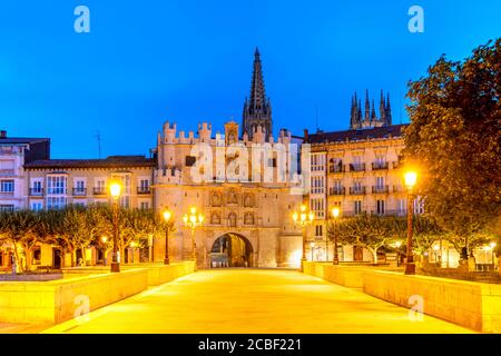 Porte médiévale Arco de Santa Maria, Burgos, Castille et Leon, Espagne Banque D'Images