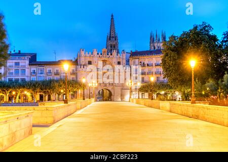 Porte médiévale Arco de Santa Maria, Burgos, Castille et Leon, Espagne Banque D'Images