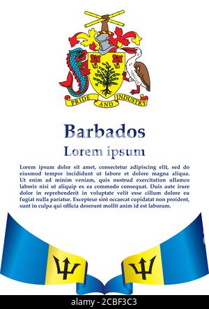 Drapeau de la Barbade, Barbade. Modèle pour la conception des prix, un document officiel avec le drapeau de la Barbade. Illustration vectorielle colorée et lumineuse. Illustration de Vecteur