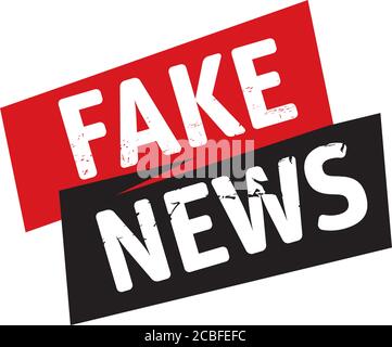 Tampon en caoutchouc rouge et texte Fake News. Illustration vectorielle et bannière. Illustration de Vecteur