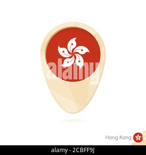 Pointeur de carte avec drapeau de Hong Kong. Icône de carte abstraite orange. Illustration vectorielle. Illustration de Vecteur