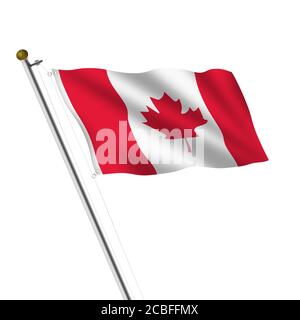 Canada Flagpole 3d illustration sur blanc avec masque Banque D'Images