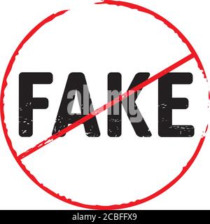 Tampon en caoutchouc rouge et texte Fake News. Illustration vectorielle et bannière. Illustration de Vecteur
