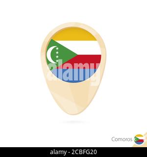 Pointeur de carte avec drapeau des Comores. Icône de carte abstraite orange. Illustration vectorielle. Illustration de Vecteur