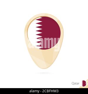 Pointeur de carte avec drapeau du Qatar. Icône de carte abstraite orange. Illustration vectorielle. Illustration de Vecteur