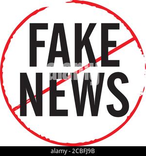 Tampon en caoutchouc rouge et texte Fake News. Illustration vectorielle et bannière. Illustration de Vecteur