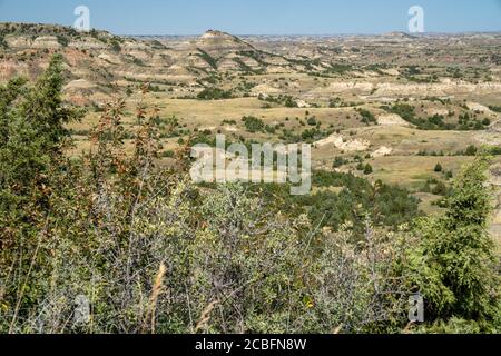 Surplombant les badlands du parc national Theodore Roosevelt au nord Dakota Banque D'Images