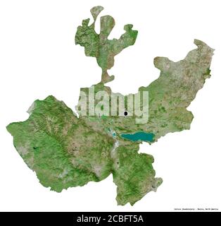 Forme de Jalisco, état du Mexique, avec sa capitale isolée sur fond blanc. Imagerie satellite. Rendu 3D Banque D'Images