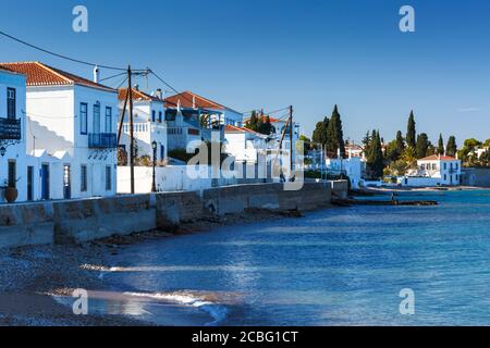 Vue de l'architecture traditionnelle en Spetses village, Grèce. Banque D'Images