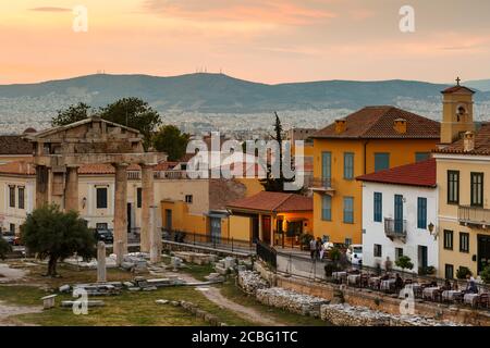 Athènes, Grèce - 15 mai 2018 : Vestiges d'Agora romaine dans la vieille ville d'Athènes, Grèce. Banque D'Images