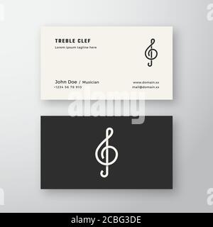 Logo vectoriel abstrait et modèle de carte de visite à motif de Clef Treble. Maquette haut de gamme, papeterie et réalisme. Illustration de Vecteur