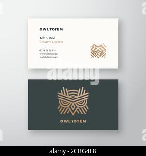 Modèle de carte de visite et logo vectoriel abstrait Owl Totem. Maquette haut de gamme, papeterie et réalisme. Illustration de Vecteur